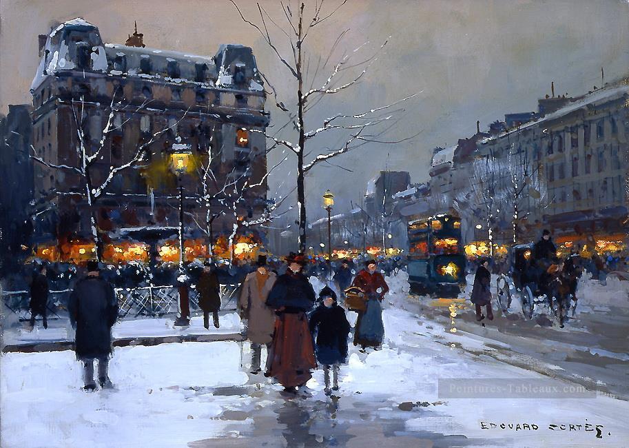 EC place pigalle soirée d’hiver Paris Peintures à l'huile